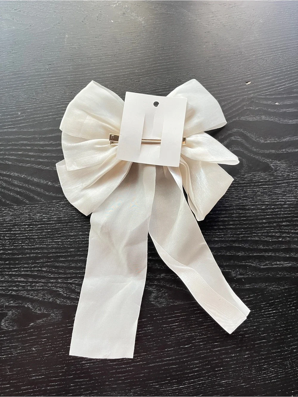 Elegant Cream Large Bow Hair Clip Sheer Organza Coquette Aesthetic